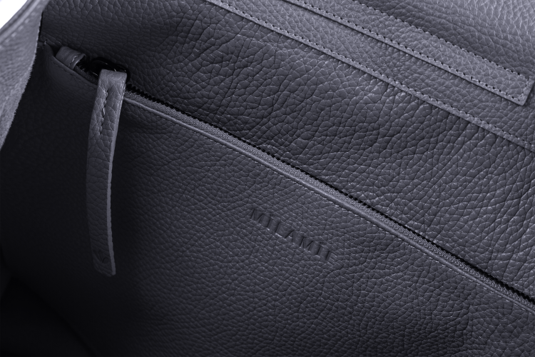 VIVIANE torebka skórzana na ramię granat nocny detal zapięcia – MILAMIE Warsaw