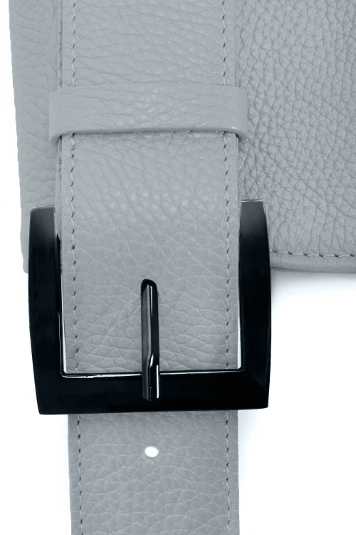 VIVIANE torebka skórzana na ramię gołębia szarość detal zapięcia – MILAMIE Warsaw