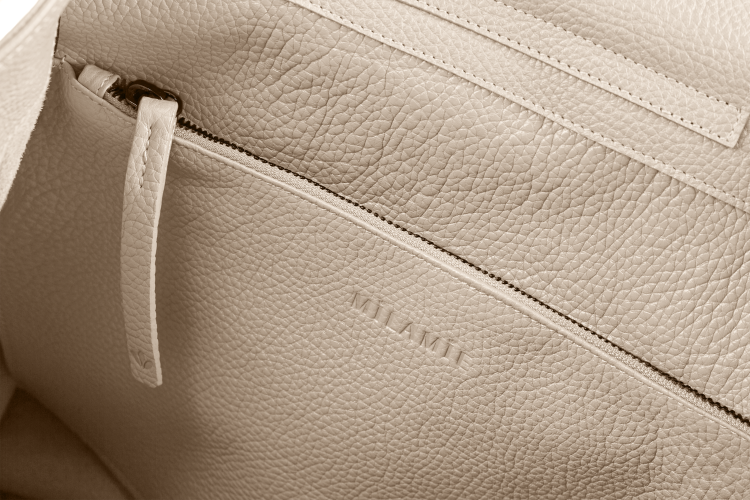 VIVIANE torebka skórzana na ramię beż piaskowa detal zapięcia – MILAMIE Warsaw