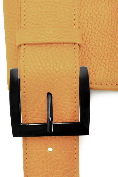 VIVIANE torebka skórzana na ramię musztardowy detal zapięcia – MILAMIE Warsaw