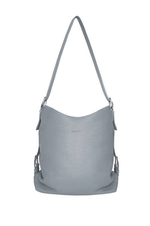 VIVIANE torebka skórzana na ramię gołębia szarość – MILAMIE Warsaw