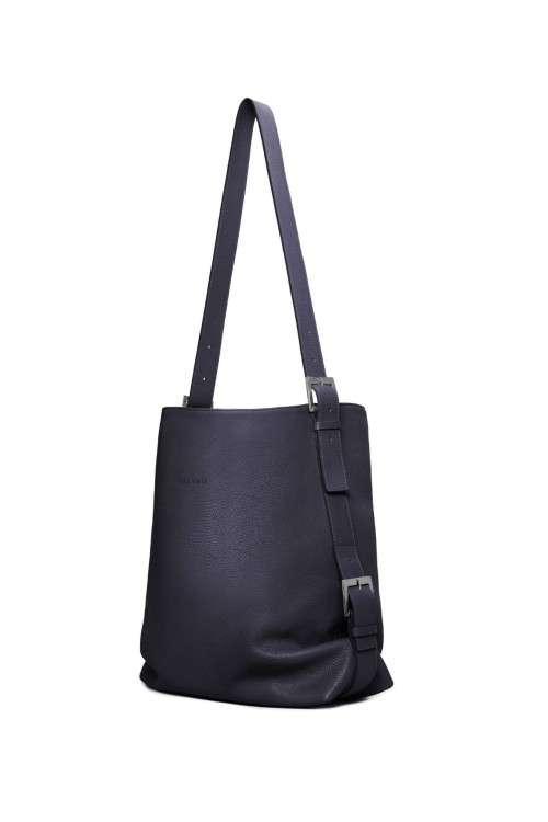 VIVIANE torebka skórzana na ramię granat nocny widok z boku – MILAMIE Warsaw