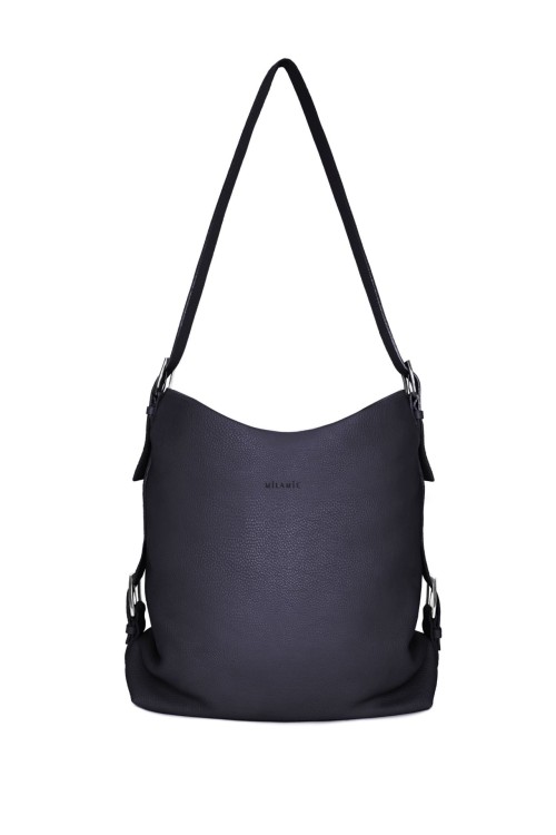 VIVIANE torebka skórzana na ramię granat nocny – MILAMIE Warsaw