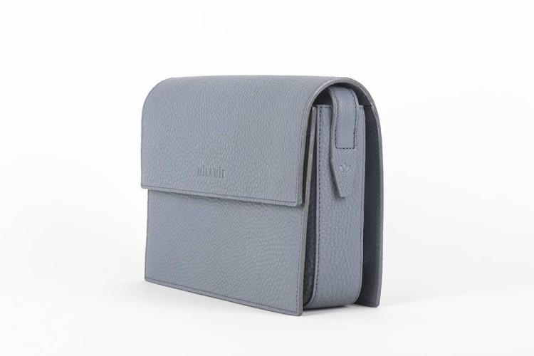 GLORIA torebka skórzana na ramię szary widok z boku – MILAMIE Warsaw