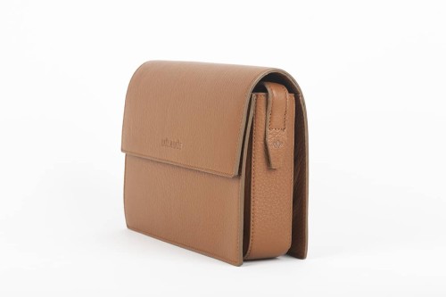 GLORIA torebka skórzana na ramię brązowy widok z boku – MILAMIE Warsaw