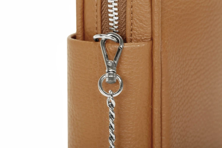 THEARTE torebka wieczorowa skórzana brąz koniakowy detal zapięcia – MILAMIE Warsaw