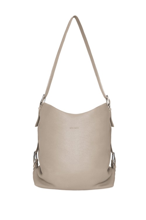 VIVIANE torebka skórzana na ramię beż piaskowa – MILAMIE Warsaw