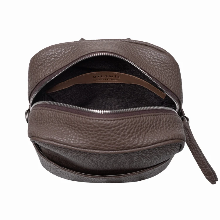 MAYA torebka skórzana na ramię brąz czekoladowy wnętrze – MILAMIE Warsaw