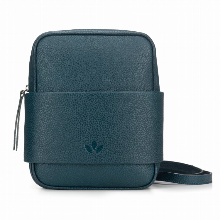 MAYA torebka skórzana na ramię turkus głęboki – MILAMIE Warsaw