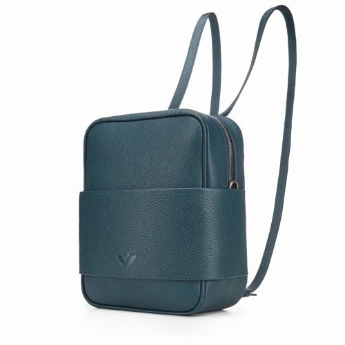 MAYA torebka skórzana na ramię turkus głęboki widok z boku – MILAMIE Warsaw