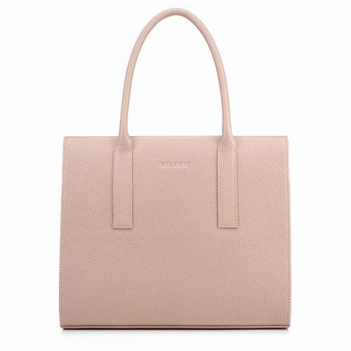 AUDREY shopper skórzany damski róż pudrowy – MILAMIE Warsaw