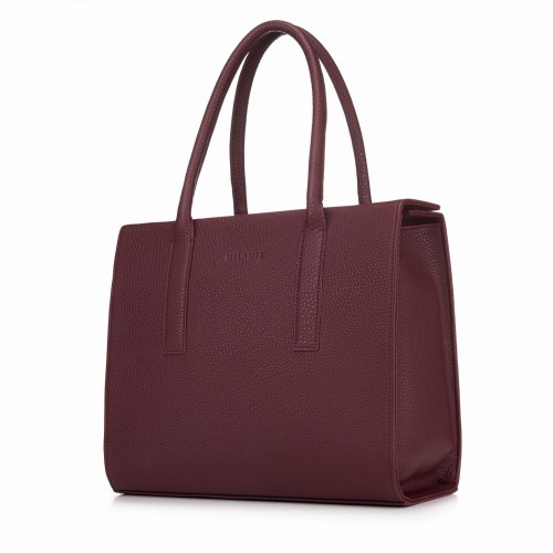 AUDREY shopper skórzany damski bordo widok z boku – MILAMIE Warsaw