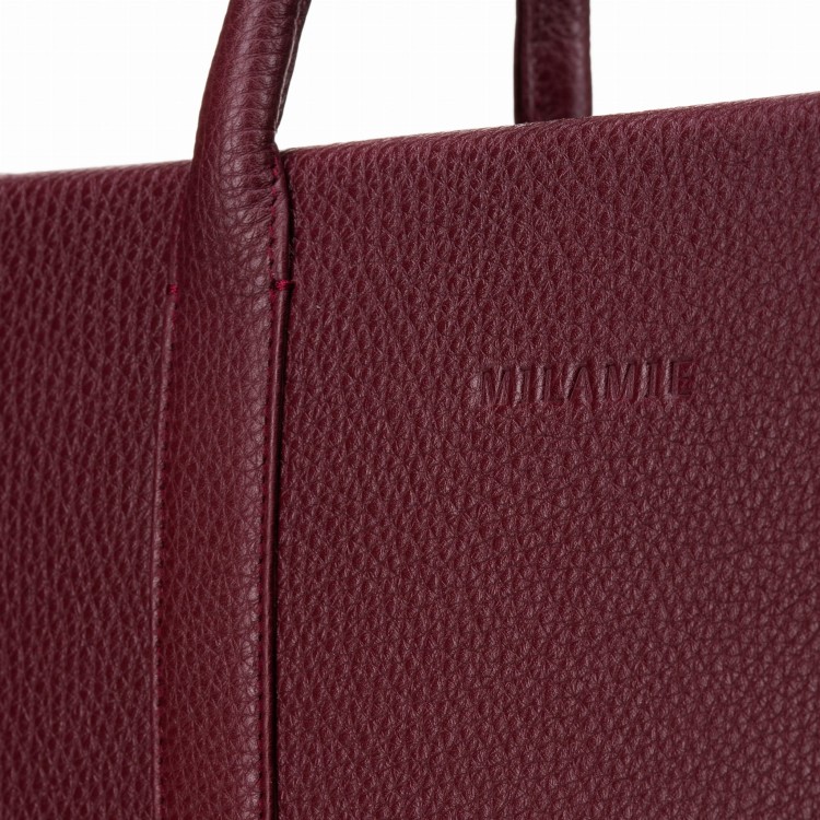 AUDREY shopper skórzany damski bordo detal zapięcia – MILAMIE Warsaw