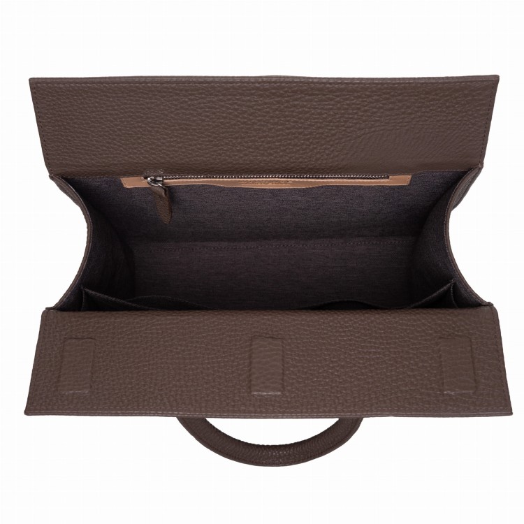 AUDREY shopper skórzany damski brąz czekoladowy wnętrze – MILAMIE Warsaw