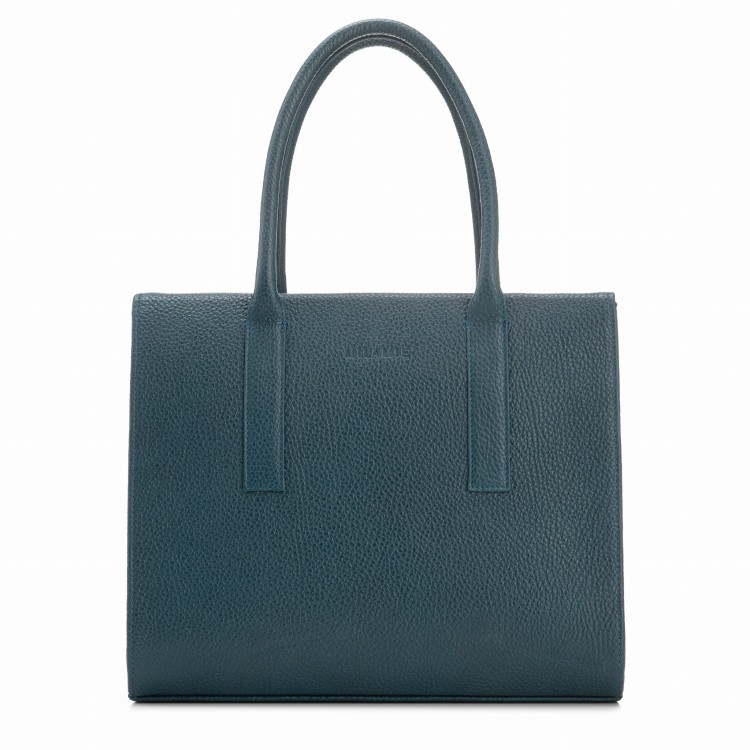 AUDREY shopper skórzany damski turkus głęboki – MILAMIE Warsaw