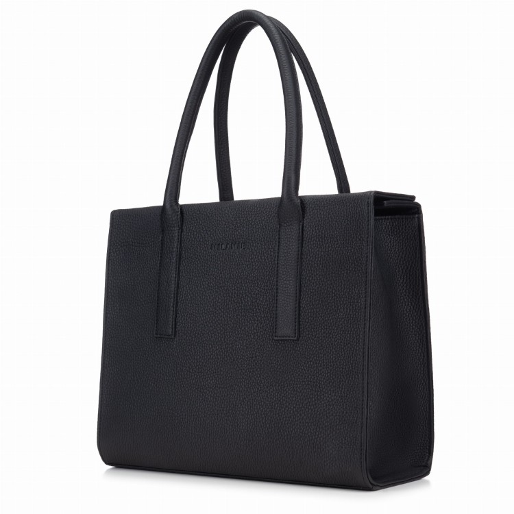 AUDREY shopper skórzany damski czerń widok z boku – MILAMIE Warsaw