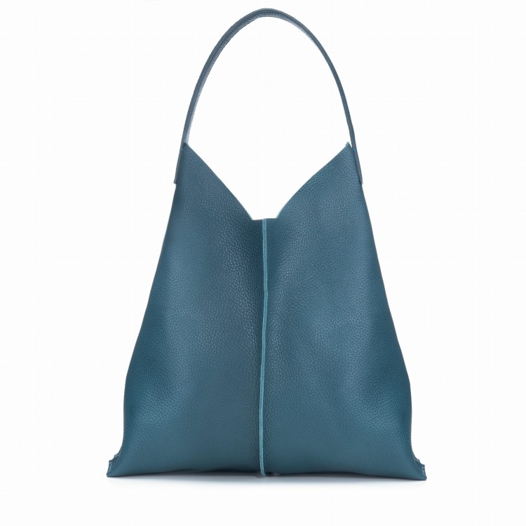 REBECCA torebka skórzana na ramię turkus głęboki – MILAMIE Warsaw