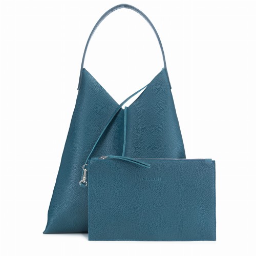 REBECCA torebka skórzana na ramię turkus głęboki – MILAMIE Warsaw