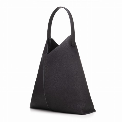 REBECCA torebka skórzana na ramię czerń widok z boku – MILAMIE Warsaw