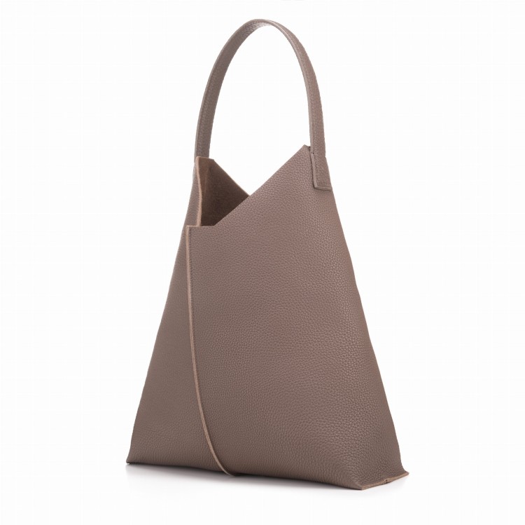 REBECCA torebka skórzana na ramię brąz czekoladowy widok z boku – MILAMIE Warsaw