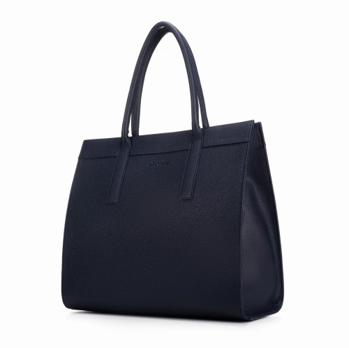 ZOYA shopper skórzany damski granat nocny widok z boku – MILAMIE Warsaw