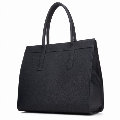 ZOYA shopper skórzany damski czerń widok z boku – MILAMIE Warsaw