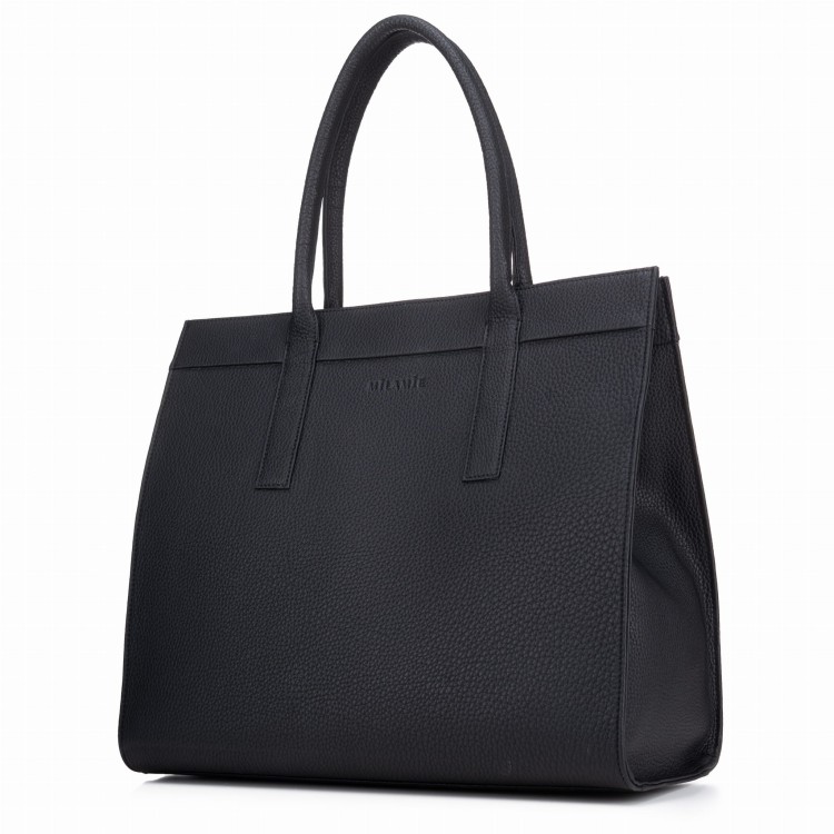 ZOYA shopper skórzany damski czerń widok z boku – MILAMIE Warsaw