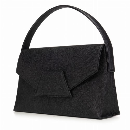 KELLY torebka klasyczna skórzana czerń widok z boku – MILAMIE Warsaw