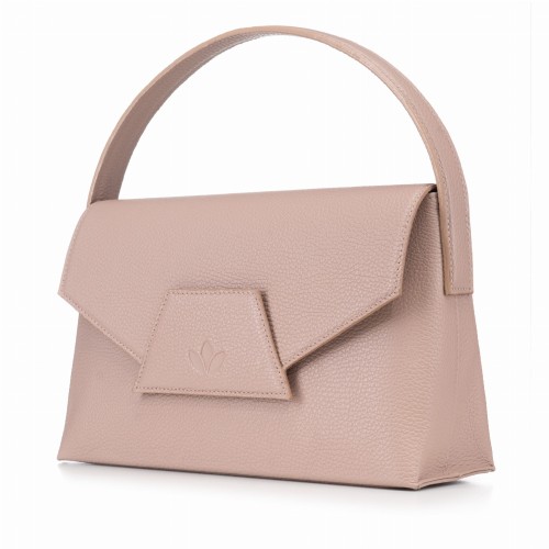 KELLY torebka klasyczna skórzana róż pudrowy widok z boku – MILAMIE Warsaw