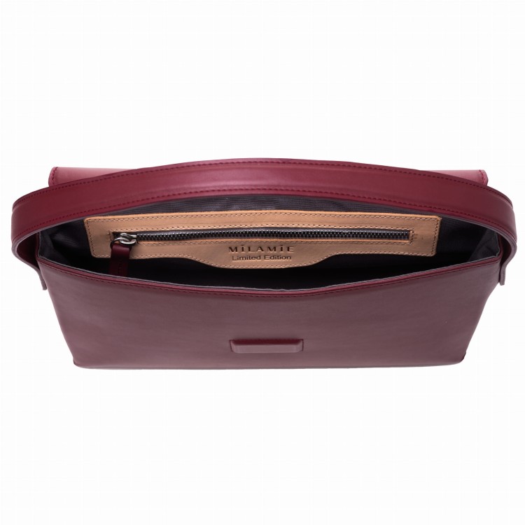 KELLY torebka klasyczna skórzana bordo – wnętrze – MILAMIE Warsaw