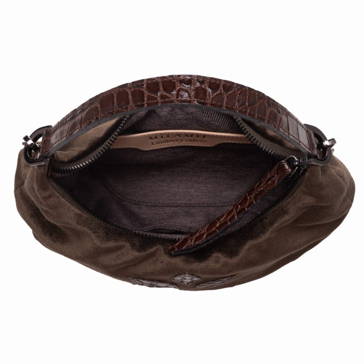 MONICA torebka wieczorowa skórzana brąz espresso wnętrze – MILAMIE Warsaw