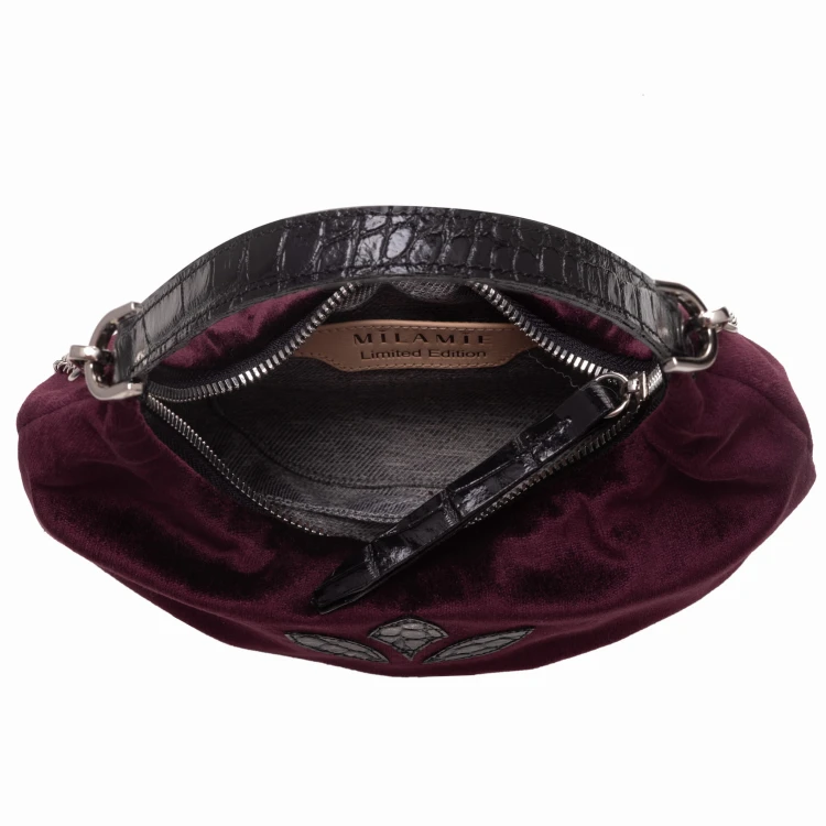 MONICA torebka wieczorowa skórzana bordo wnętrze – MILAMIE Warsaw