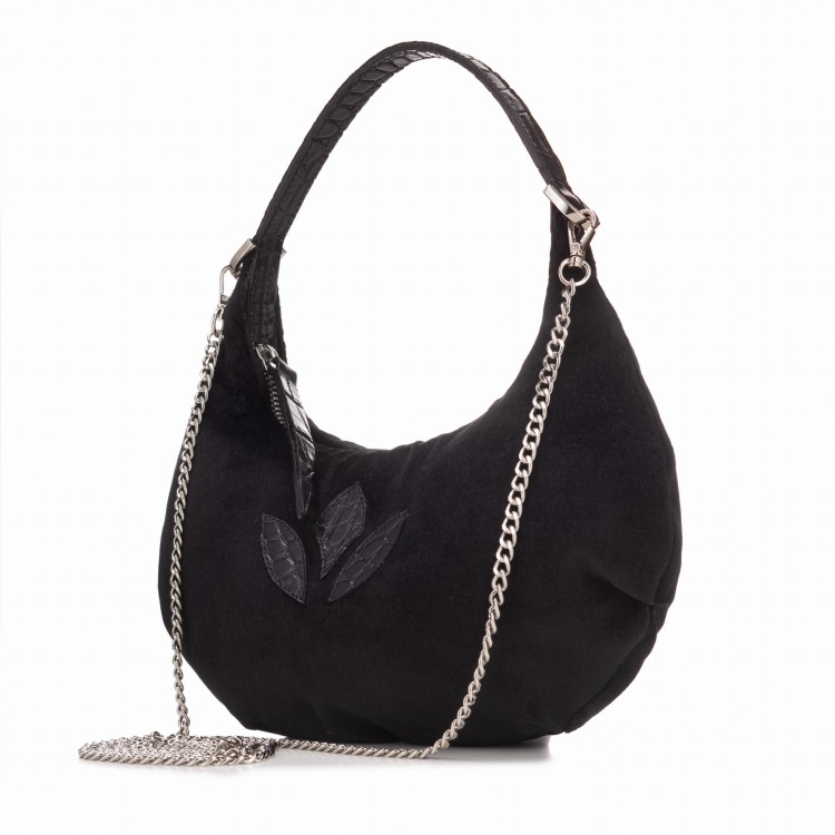 MONICA torebka wieczorowa skórzana czerń widok z boku – MILAMIE Warsaw