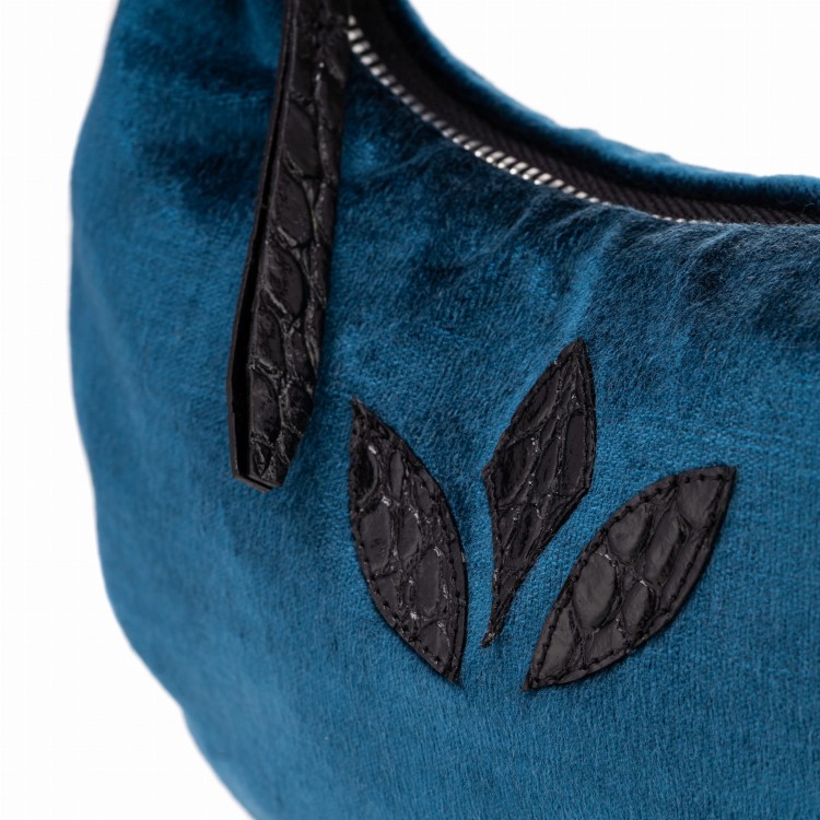 MONICA torebka wieczorowa skórzana kobaltowy detal zapięcia – MILAMIE Warsaw