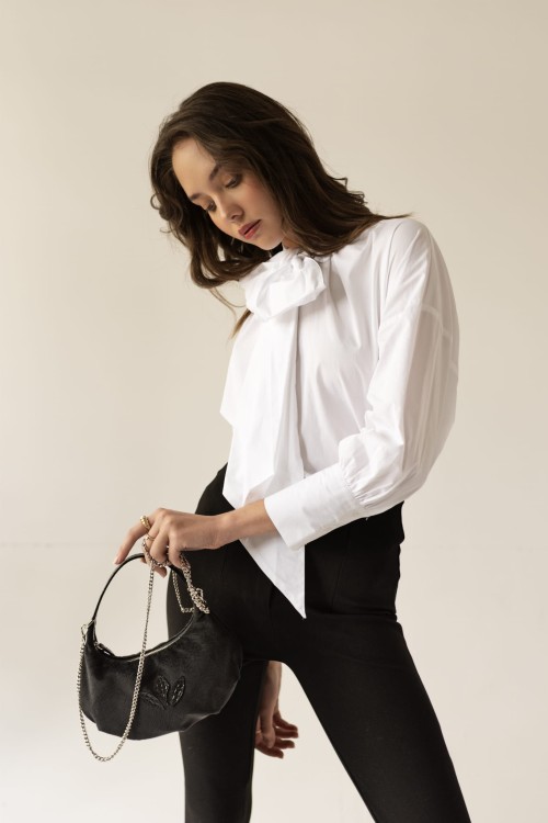 MONICA torebka wieczorowa skórzana czerń stylizacja – MILAMIE Warsaw