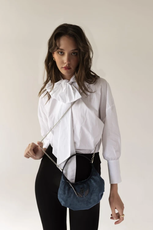 MONICA torebka wieczorowa skórzana granat nocny stylizacja – MILAMIE Warsaw