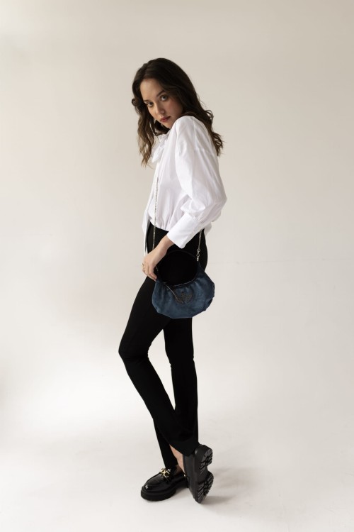 MONICA torebka wieczorowa skórzana granat nocny stylizacja – MILAMIE Warsaw