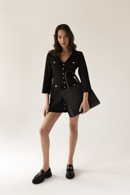 ZOYA shopper skórzany damski czerń stylizacja – MILAMIE Warsaw