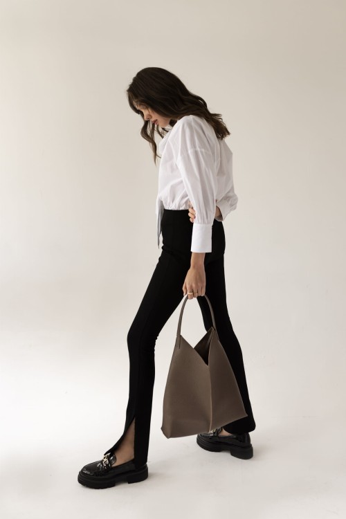 REBECCA torebka skórzana na ramię brąz czekoladowy stylizacja – MILAMIE Warsaw