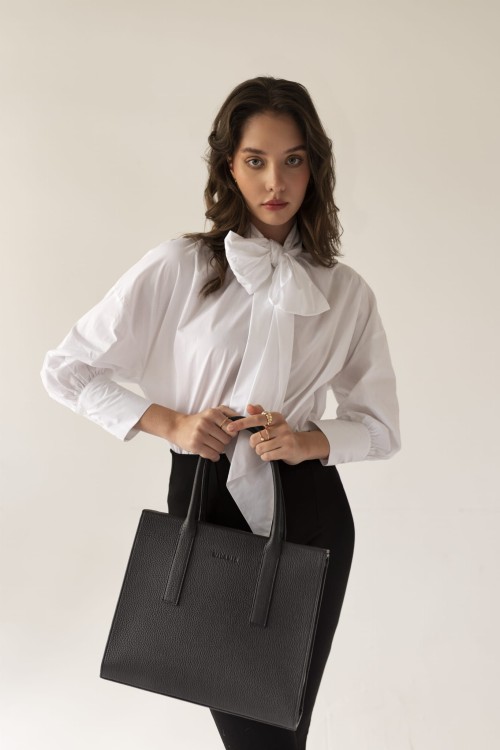 AUDREY shopper skórzany damski czerń stylizacja – MILAMIE Warsaw