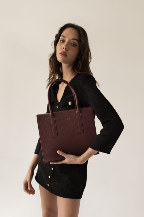 AUDREY shopper skórzany damski bordo stylizacja – MILAMIE Warsaw