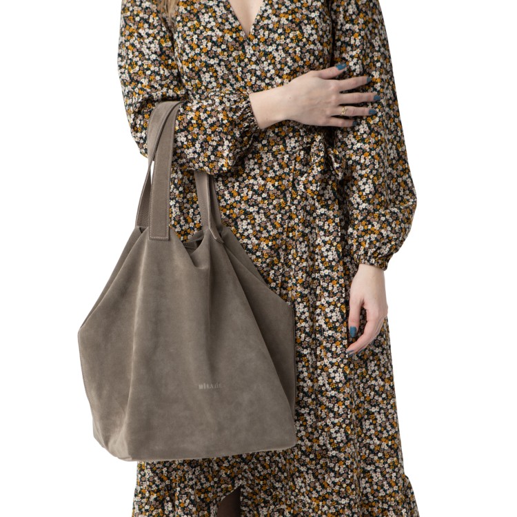 NINA shopper welurowy damski beż detal – MILAMIE Warsaw