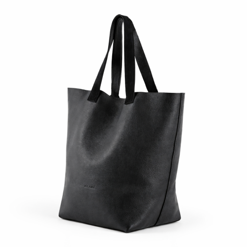 NINA shopper skórzany damski czerń widok z boku – MILAMIE Warsaw