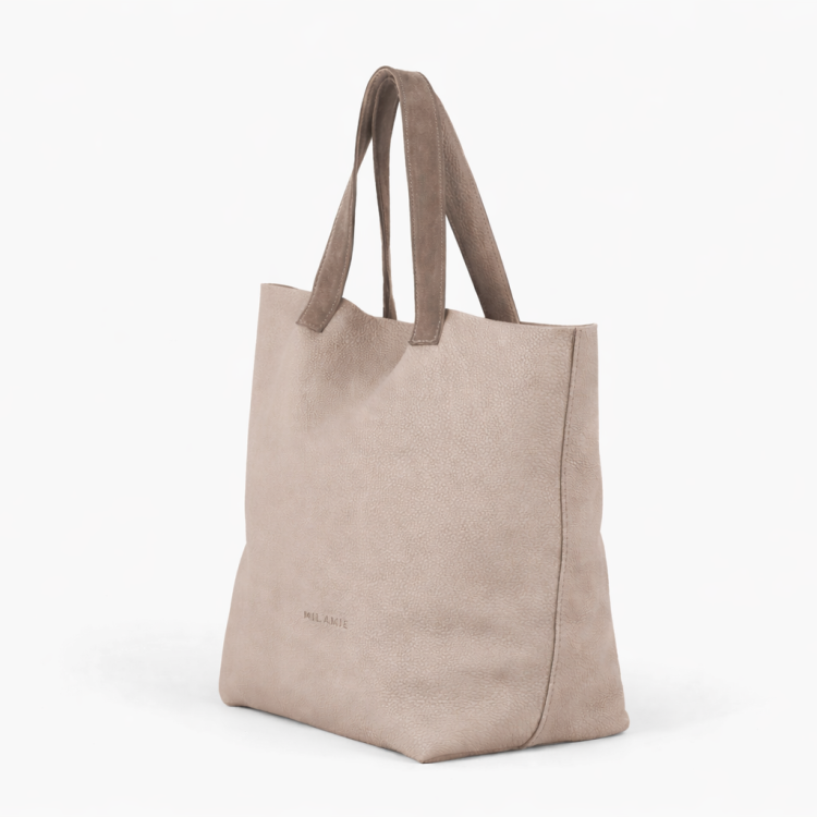 NINA shopper skórzany damski beż piaskowa widok z boku – MILAMIE Warsaw