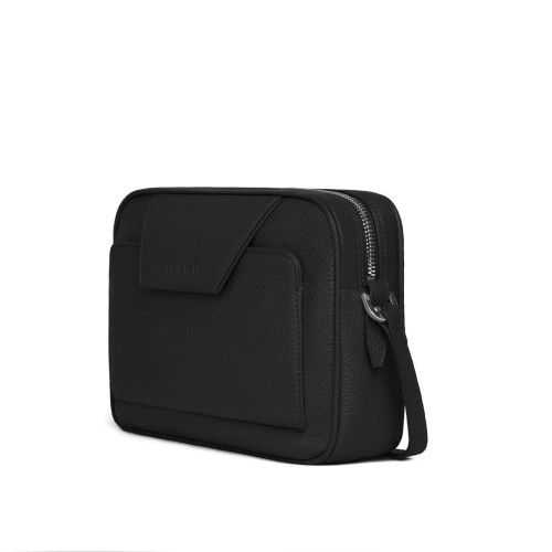 LEA torebka skórzana na ramię czerń widok z boku – MILAMIE Warsaw