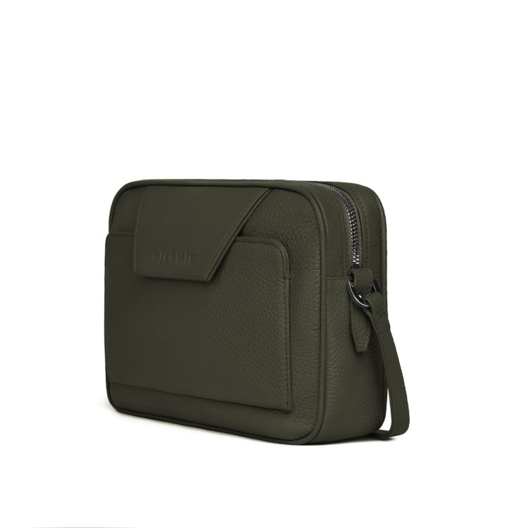 LEA torebka skórzana na ramię zieleń oliwkowa widok z boku – MILAMIE Warsaw