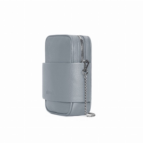 THEARTE torebka wieczorowa skórzana gołębia szarość widok z boku – MILAMIE Warsaw