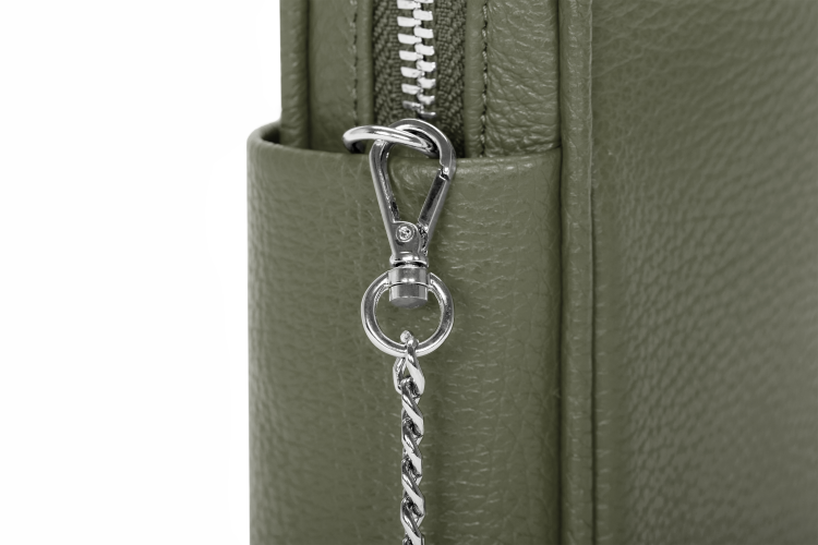 THEARTE torebka wieczorowa skórzana zieleń oliwkowa detal zapięcia – MILAMIE Warsaw