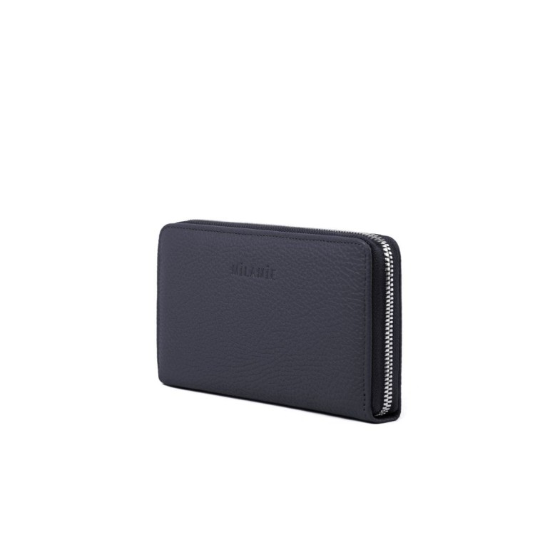 SARA portfel damski skórzany granat nocny widok z boku – MILAMIE Warsaw