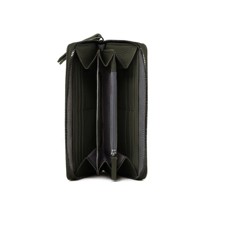 SARA portfel damski skórzany zieleń oliwkowa wnętrze – MILAMIE Warsaw